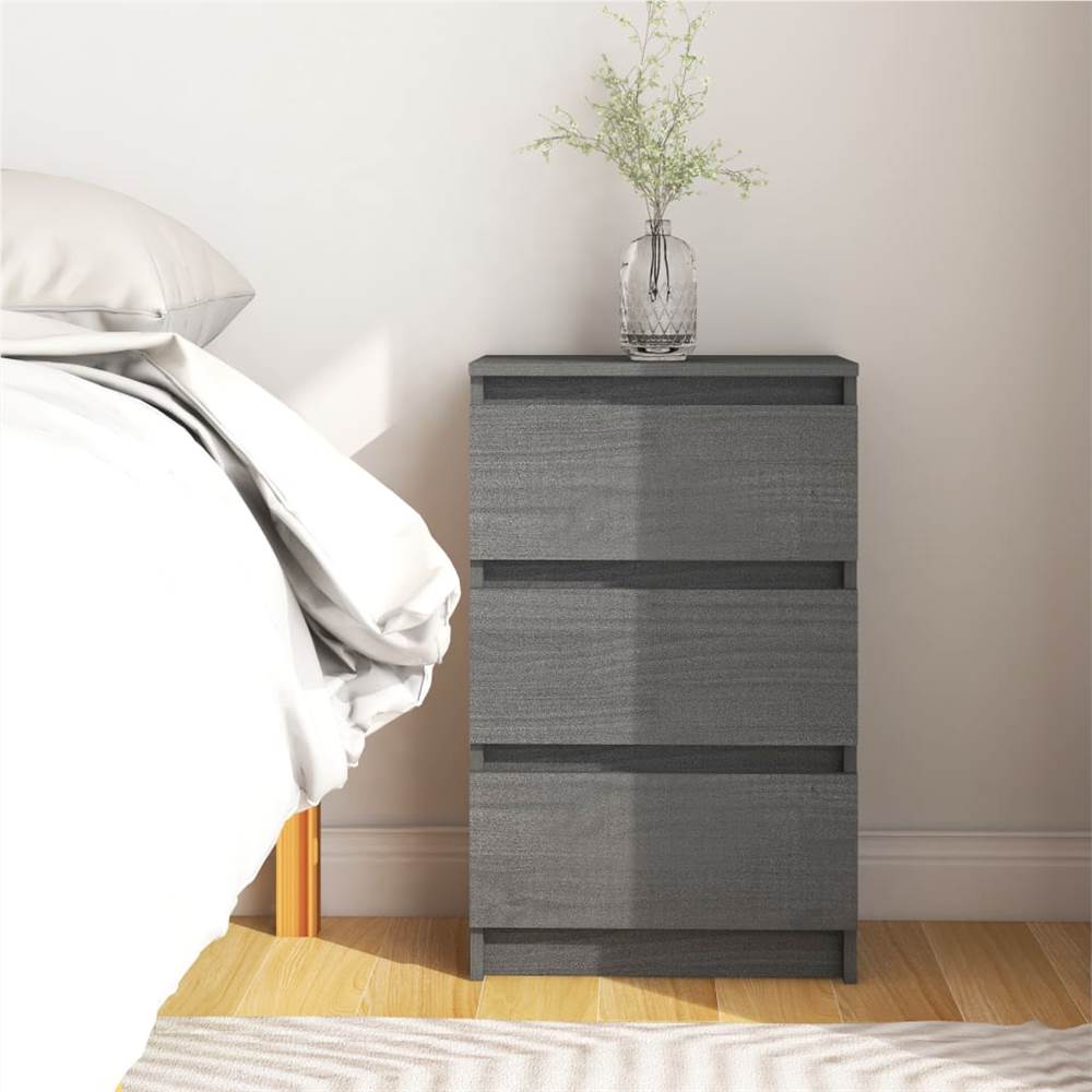 

Bedside Cabinet Grey 40x29.5x64 cm Solid Pine Wood