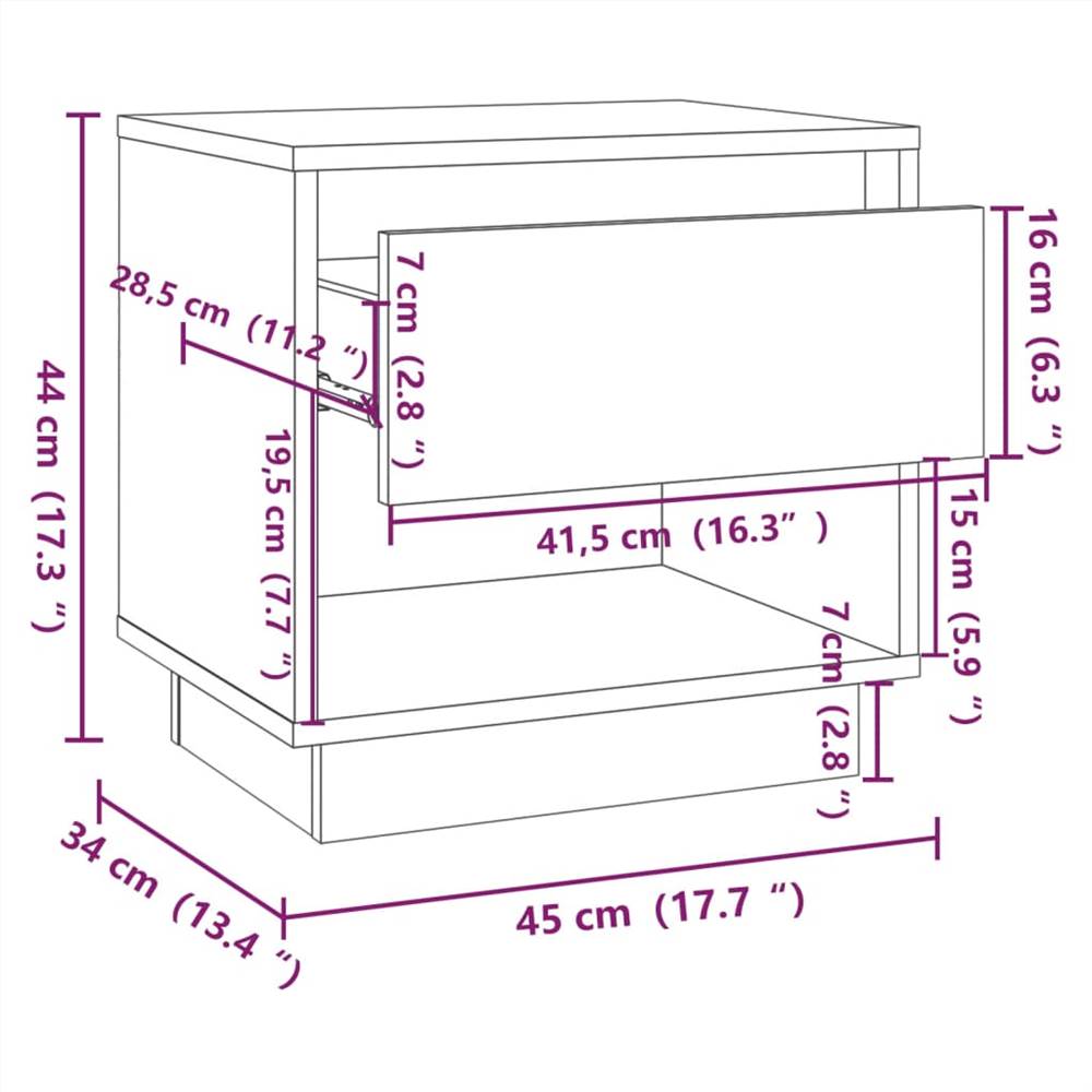 Bedside Cabinet High Gloss White 45x34x44 cm Chipboard