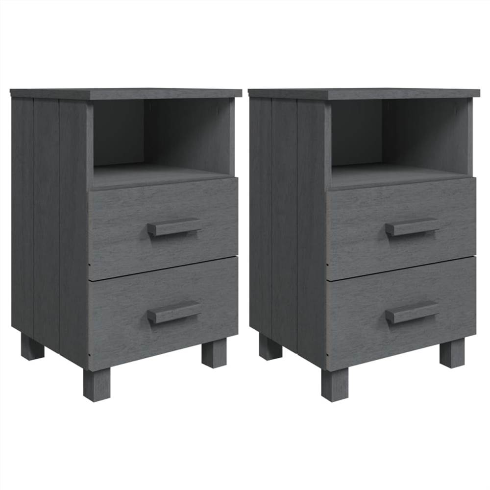 Bedside Cabinets 2 pcs Dark Grey 40x35x62 cm Solid Wood Pine
