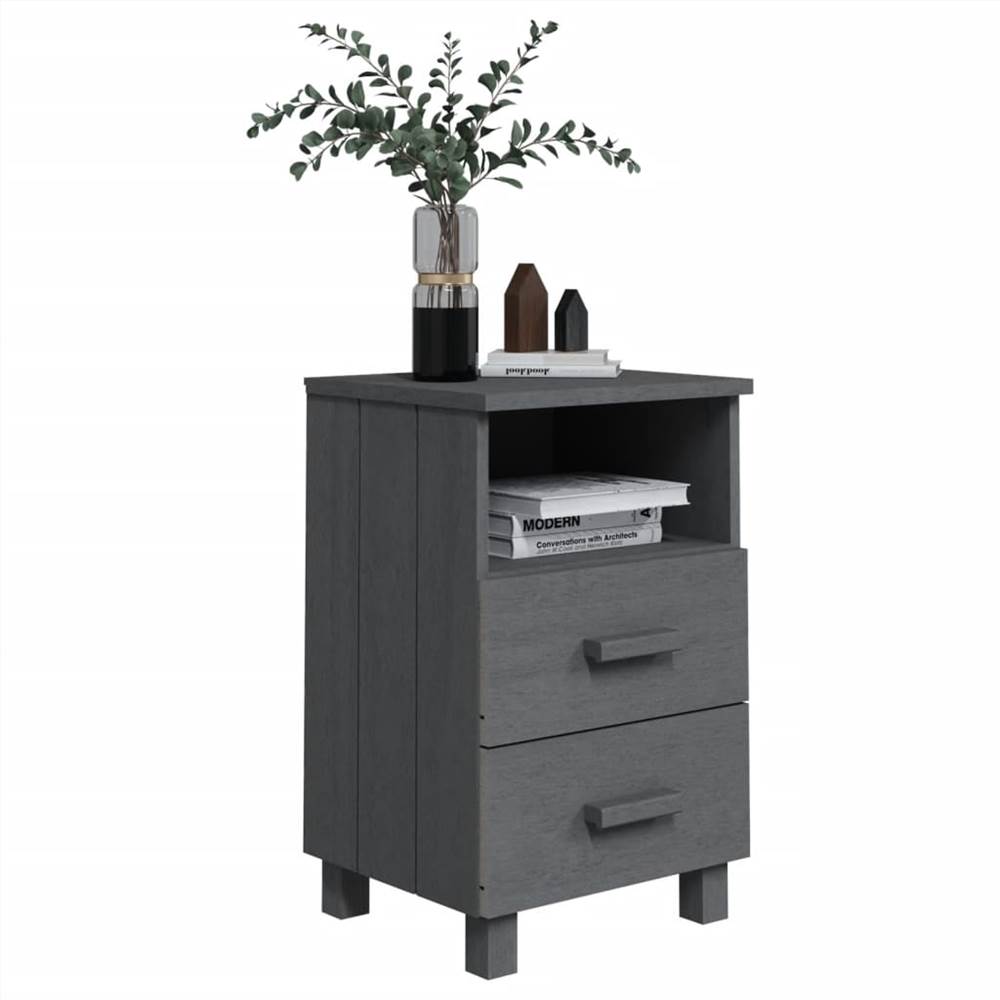 Bedside Cabinets 2 pcs Dark Grey 40x35x62 cm Solid Wood Pine