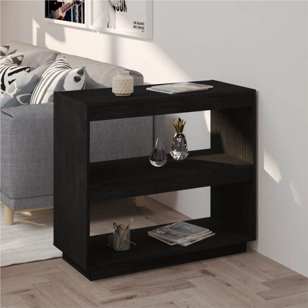 

Book Cabinet Black 80x35x71 cm Solid Pinewood