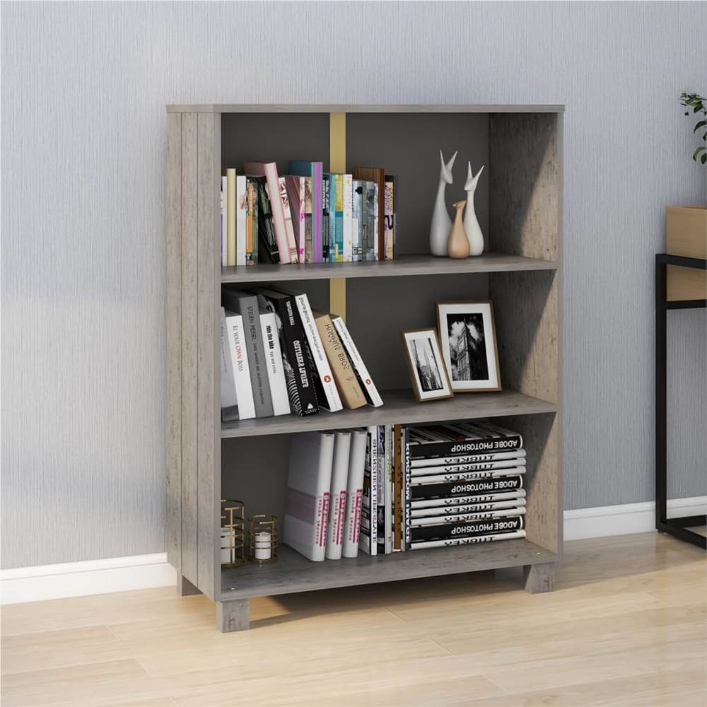 

Book Cabinet Light Grey 85x35x112 cm Solid Wood Pine