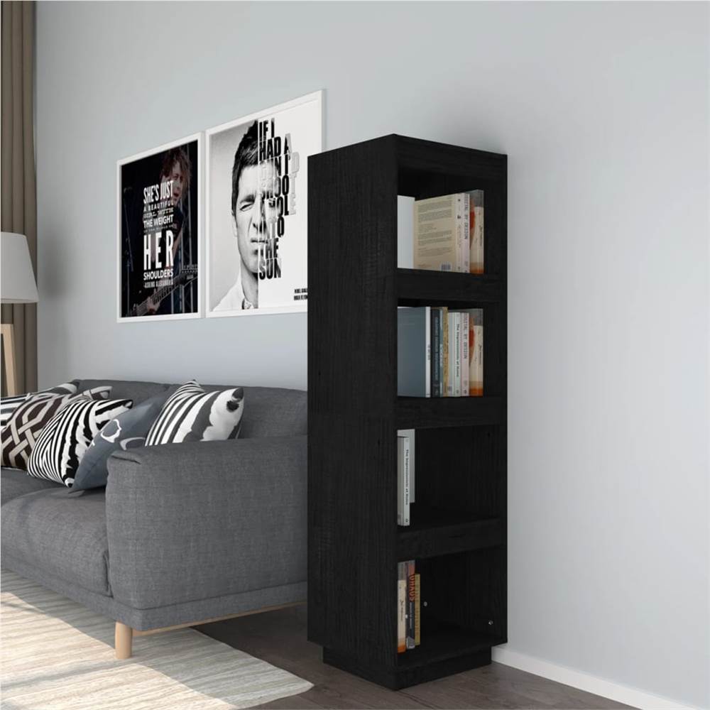 

Book Cabinet/Room Divider Black 40x35x135 cm Solid Pinewood