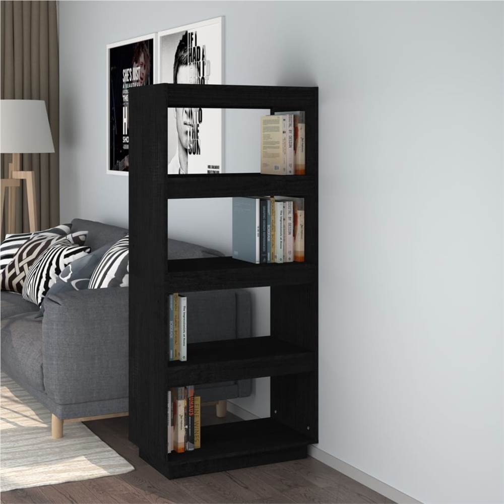 

Book Cabinet/Room Divider Black 60x35x135 cm Solid Pinewood