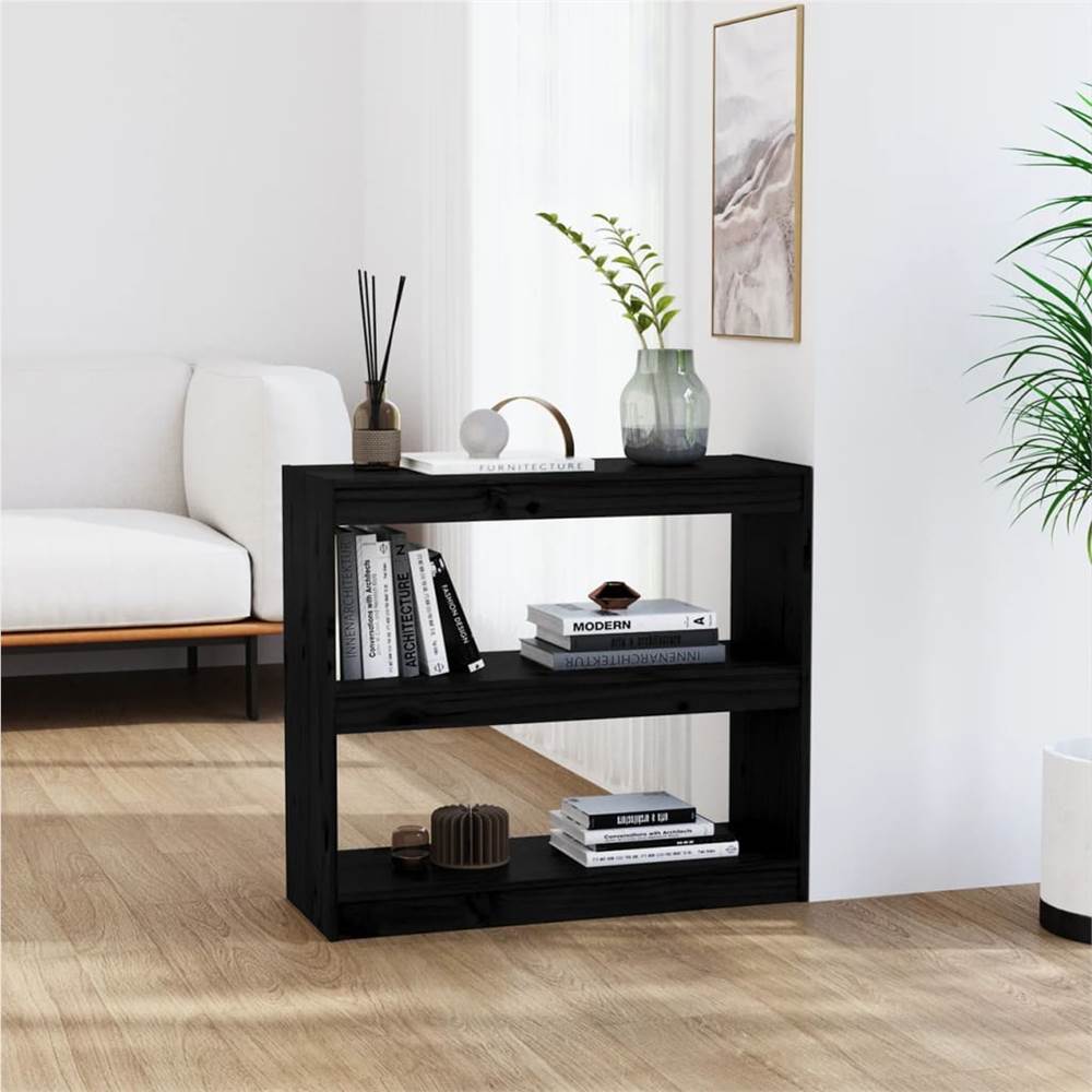 

Book Cabinet/Room Divider Black 80x30x71.5 cm Solid Wood Pine