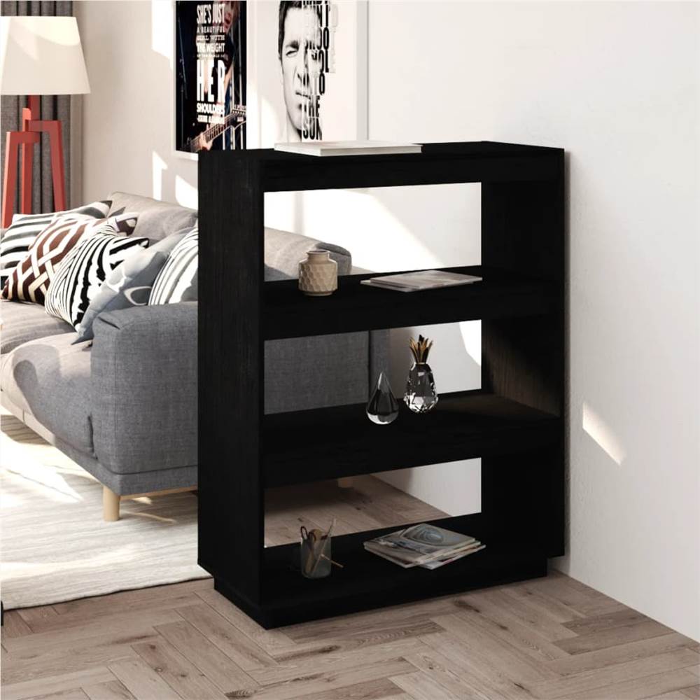 

Book Cabinet/Room Divider Black 80x35x103 cm Solid Pinewood