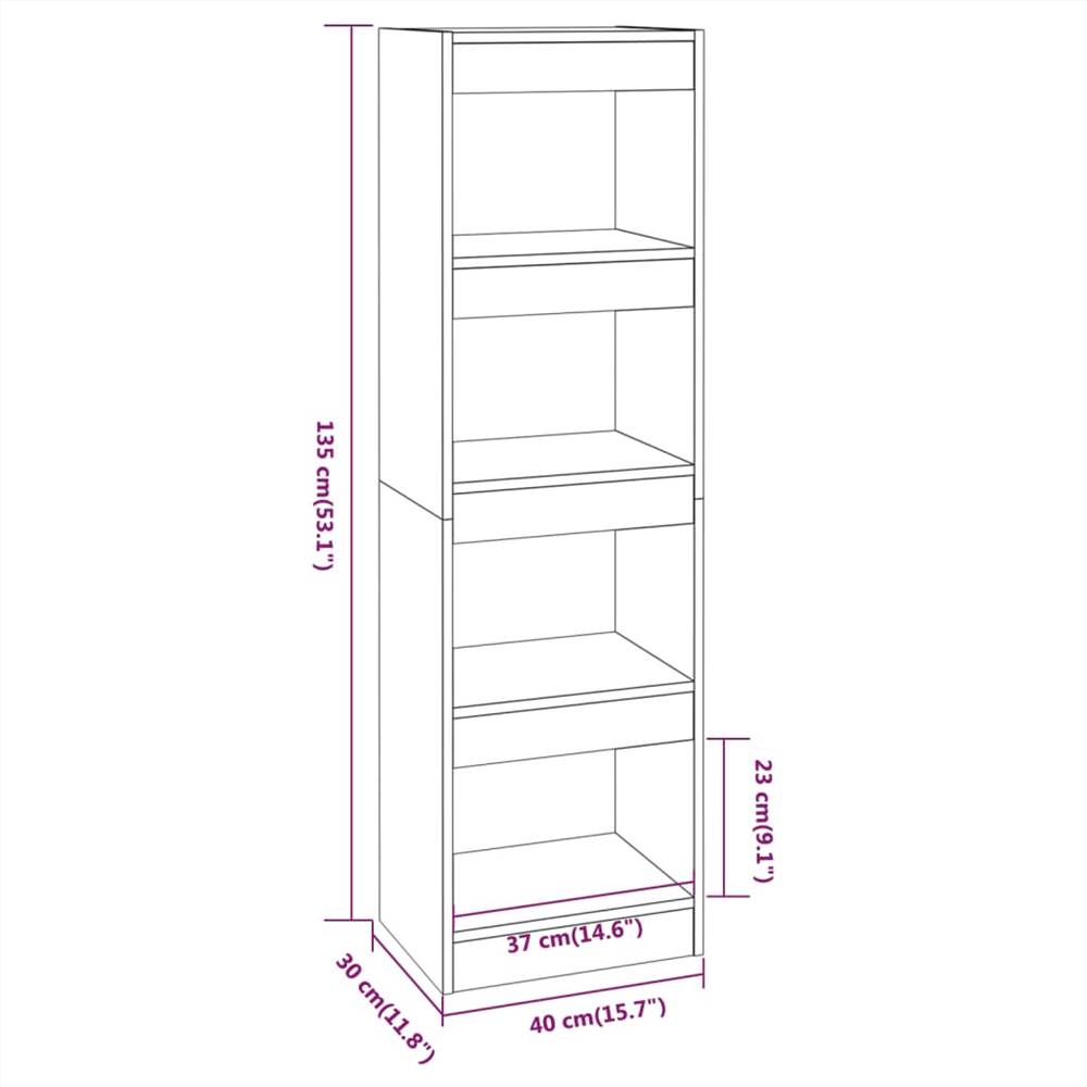 Book Cabinet/Room Divider Brown Oak 40x30x135 cm