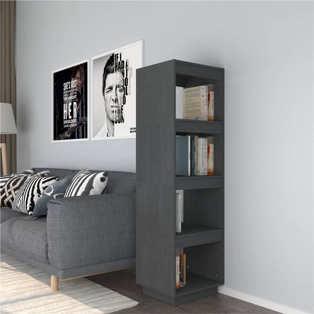 

Book Cabinet/Room Divider Grey 40x35x135 cm Solid Pinewood