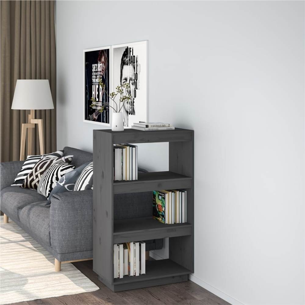 

Book Cabinet/Room Divider Grey 60x35x103 cm Solid Wood Pine