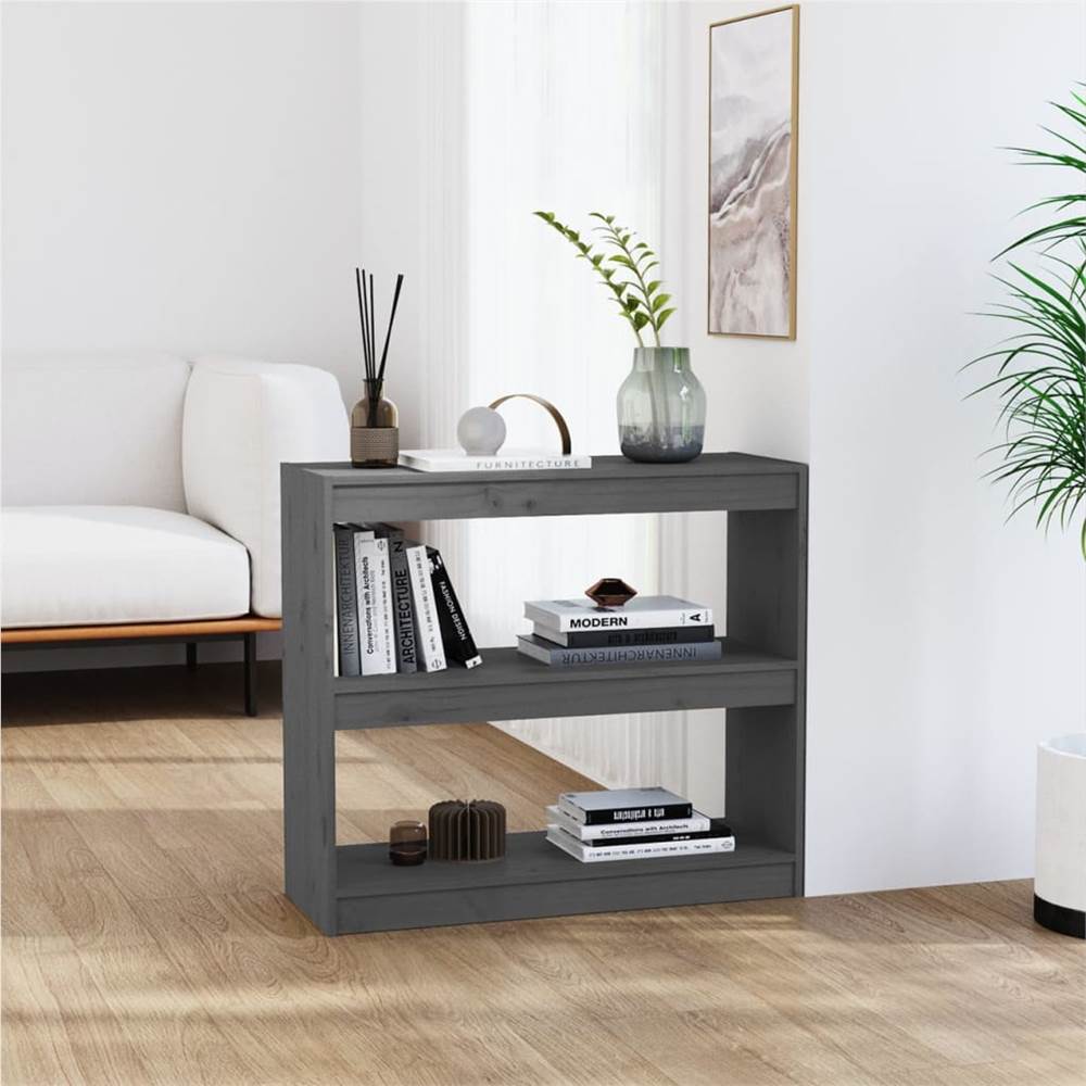 

Book Cabinet/Room Divider Grey 80x30x71.5 cm Solid Wood Pine