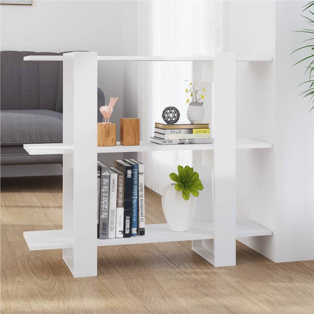 

Book Cabinet/Room Divider High Gloss White 100x30x87 cm