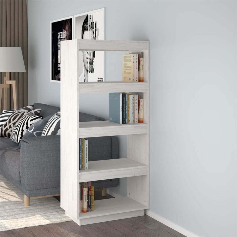 

Book Cabinet/Room Divider White 60x35x135 cm Solid Pinewood