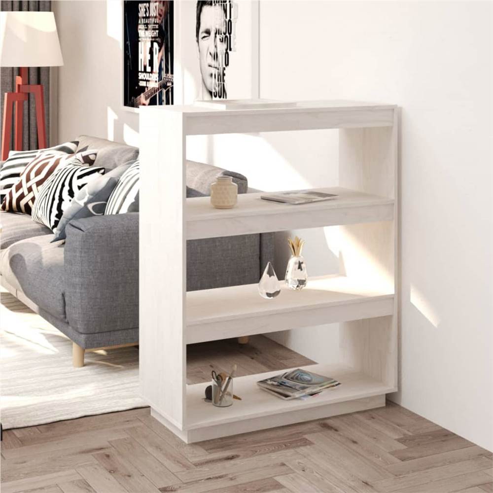 

Book Cabinet/Room Divider White 80x35x103 cm Solid Pinewood