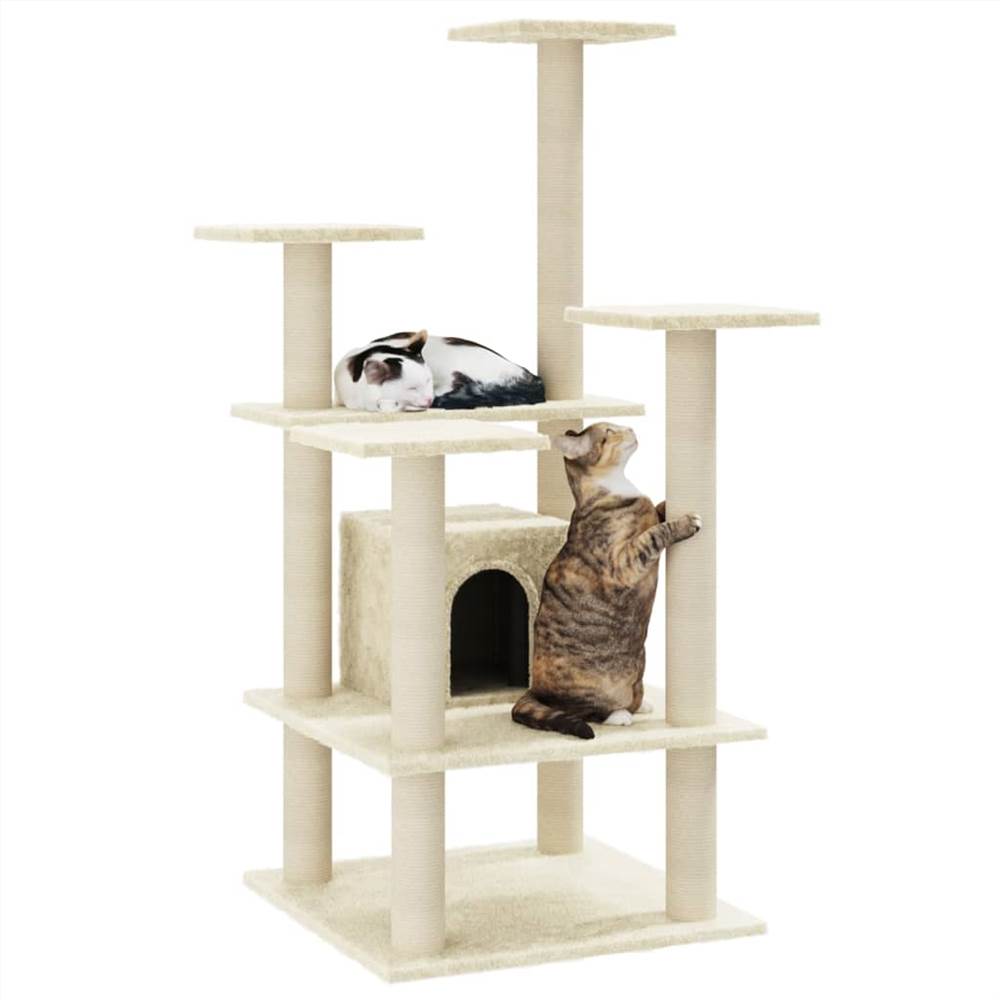 Cat Tree with Sisal Scratching Posts Cream 110 cm