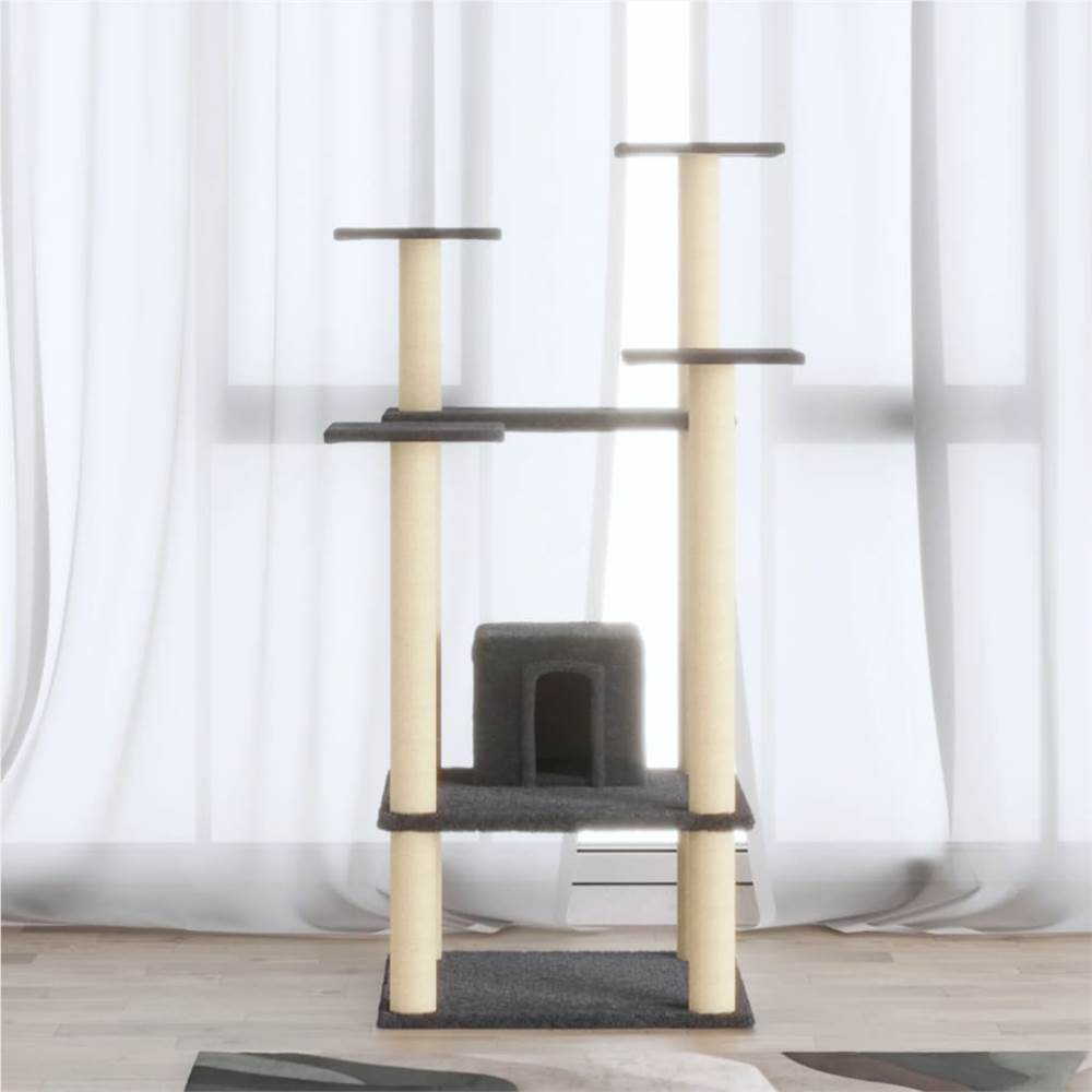 Cat Tree with Sisal Scratching Posts Dark Grey 110 cm, Other  - buy with discount