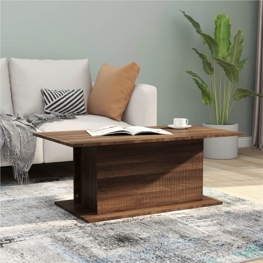 

Coffee Table Brown Oak 102x55.5x40 cm Chipboard