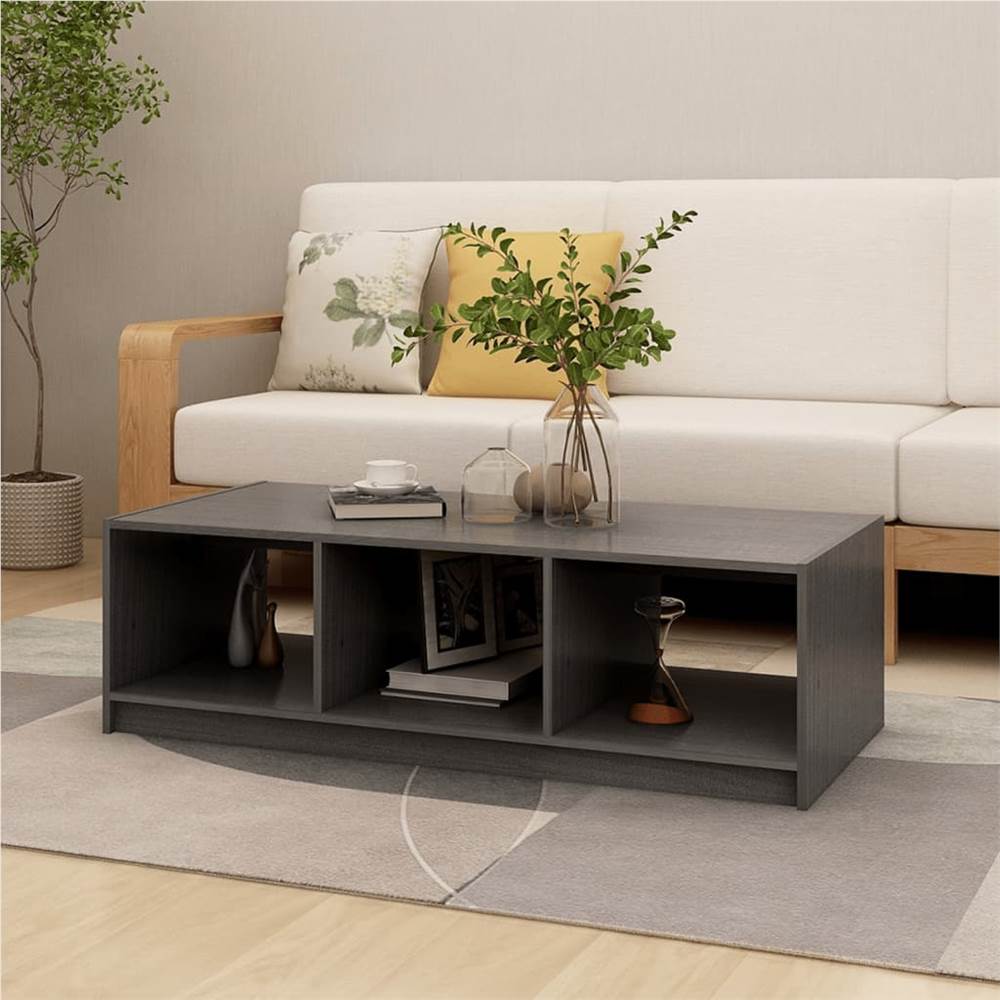 

Coffee Table Grey 110x50x34 cm Solid Pinewood