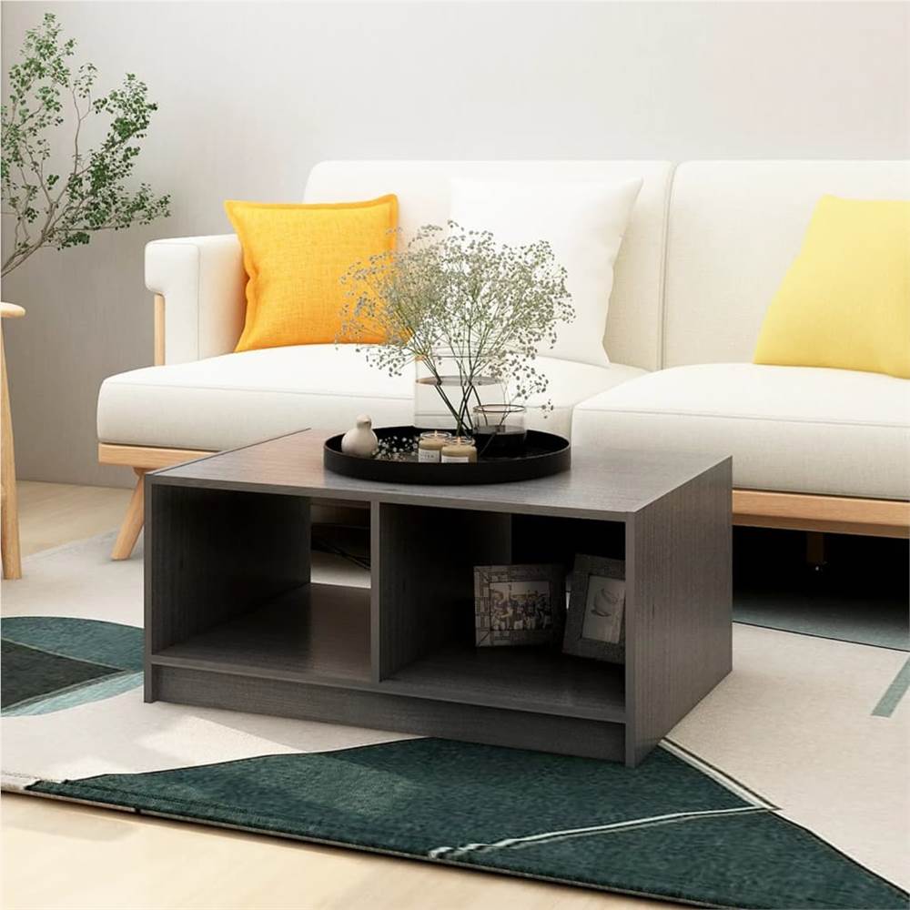 

Coffee Table Grey 75x50x33.5 cm Solid Pinewood