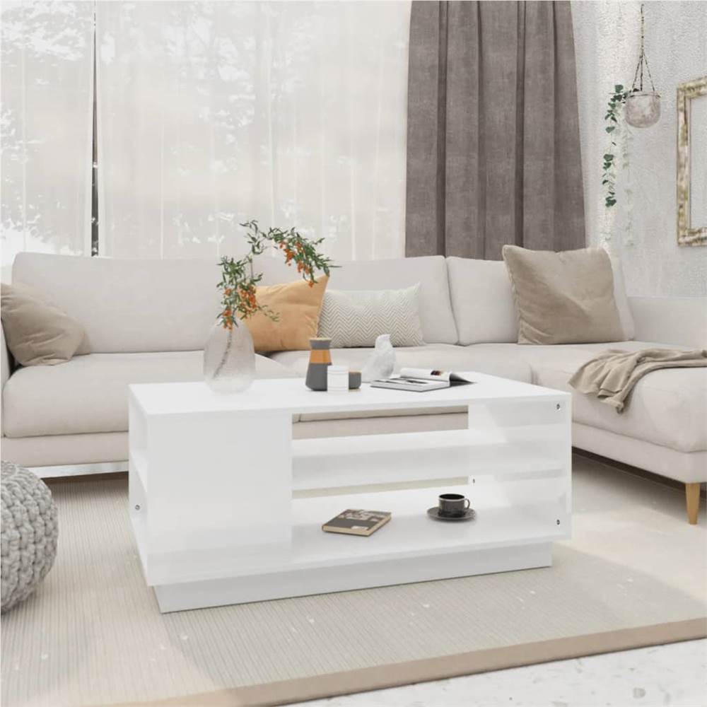 

Coffee Table High Gloss White 102x55x43 cm Chipboard