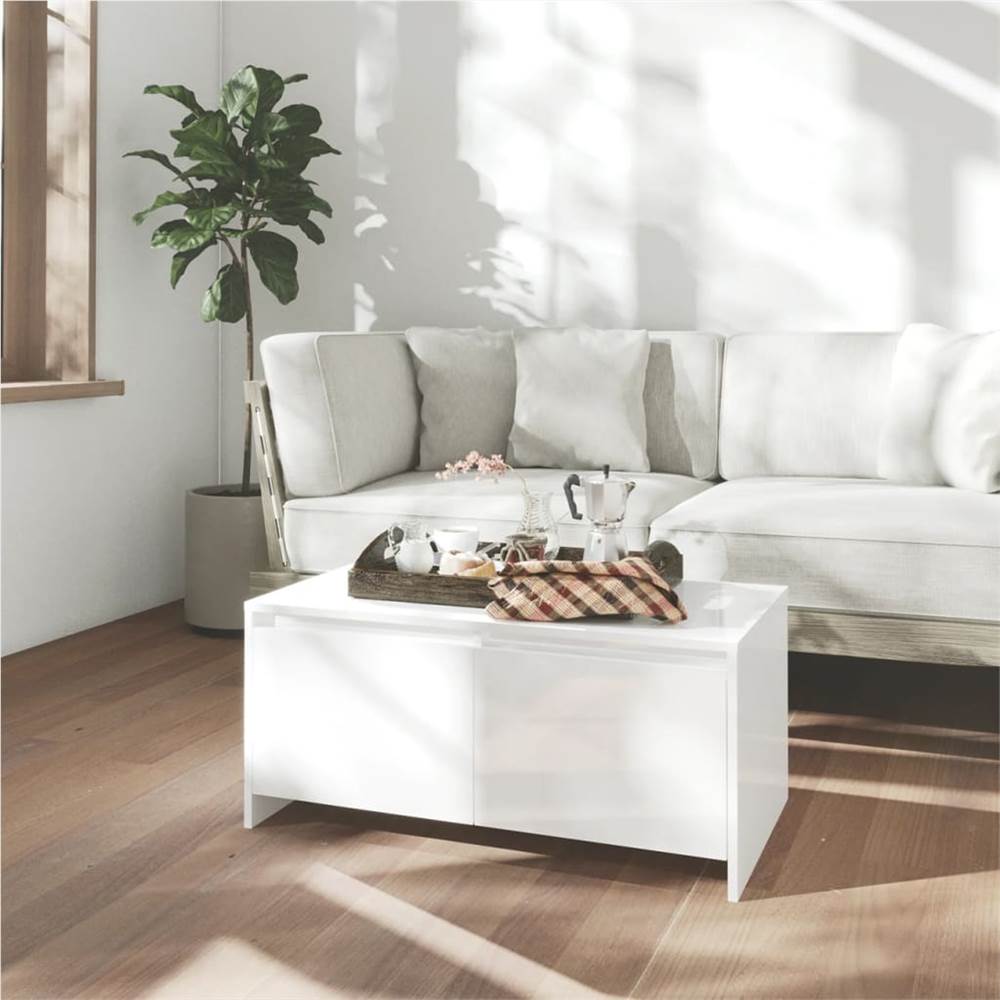 

Coffee Table High Gloss White 90x50x41.5 cm Chipboard