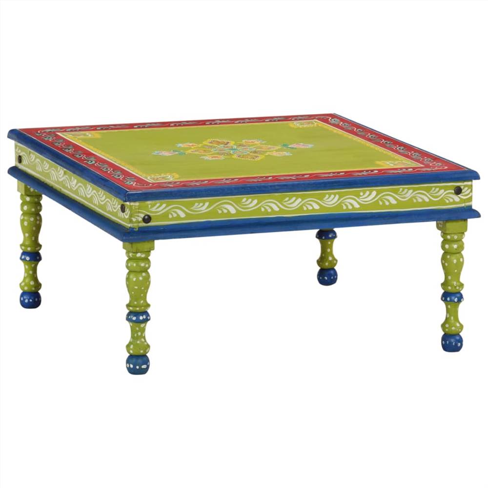 

Coffee Table Solid Wood Mango Green Hand Painted