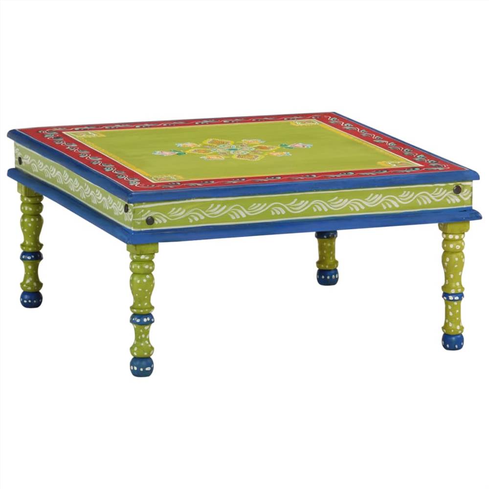 Coffee Table Solid Wood Mango Green Hand Painted