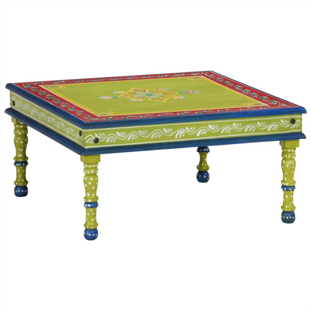 Coffee Table Solid Wood Mango Green Hand Painted