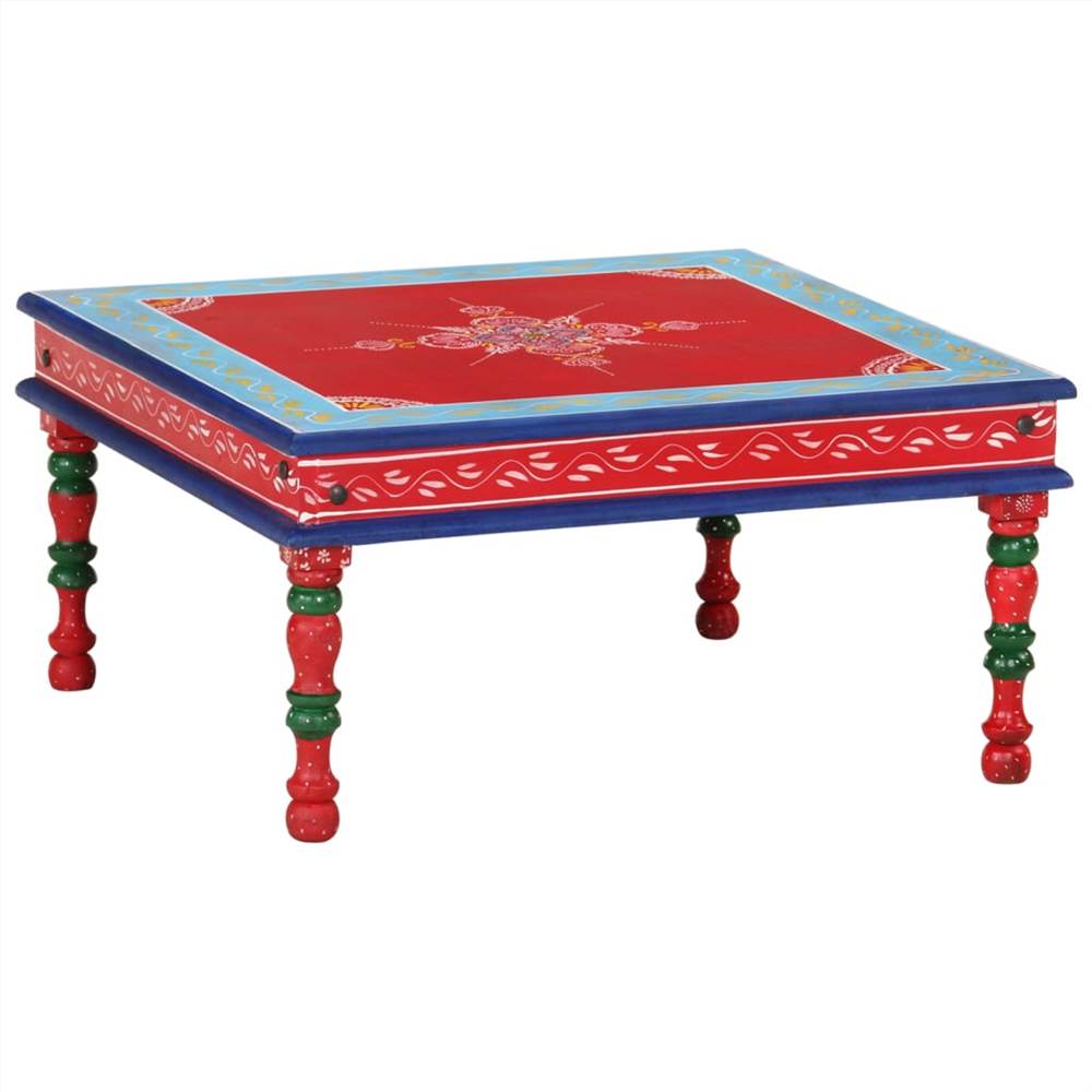 Coffee Table Solid Wood Mango Red Hand Painted