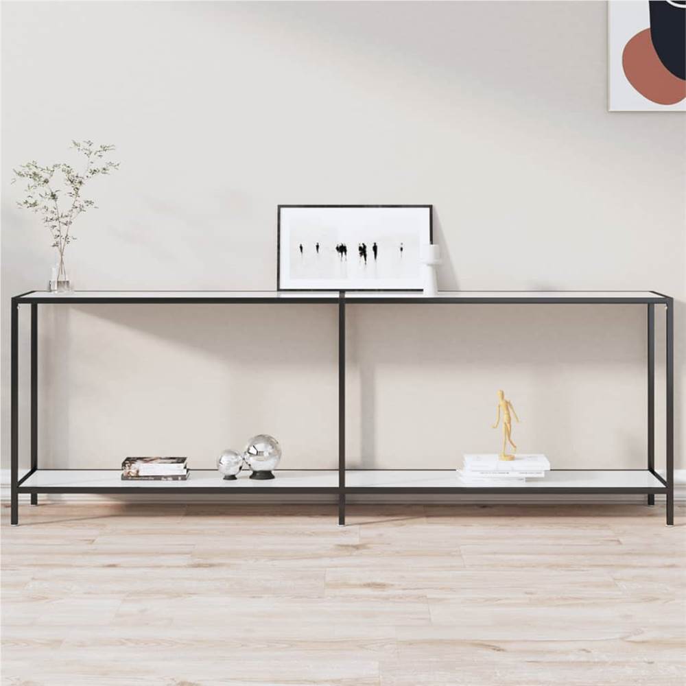 

Console Table White 220x35x75.5 cm Tempered Glass