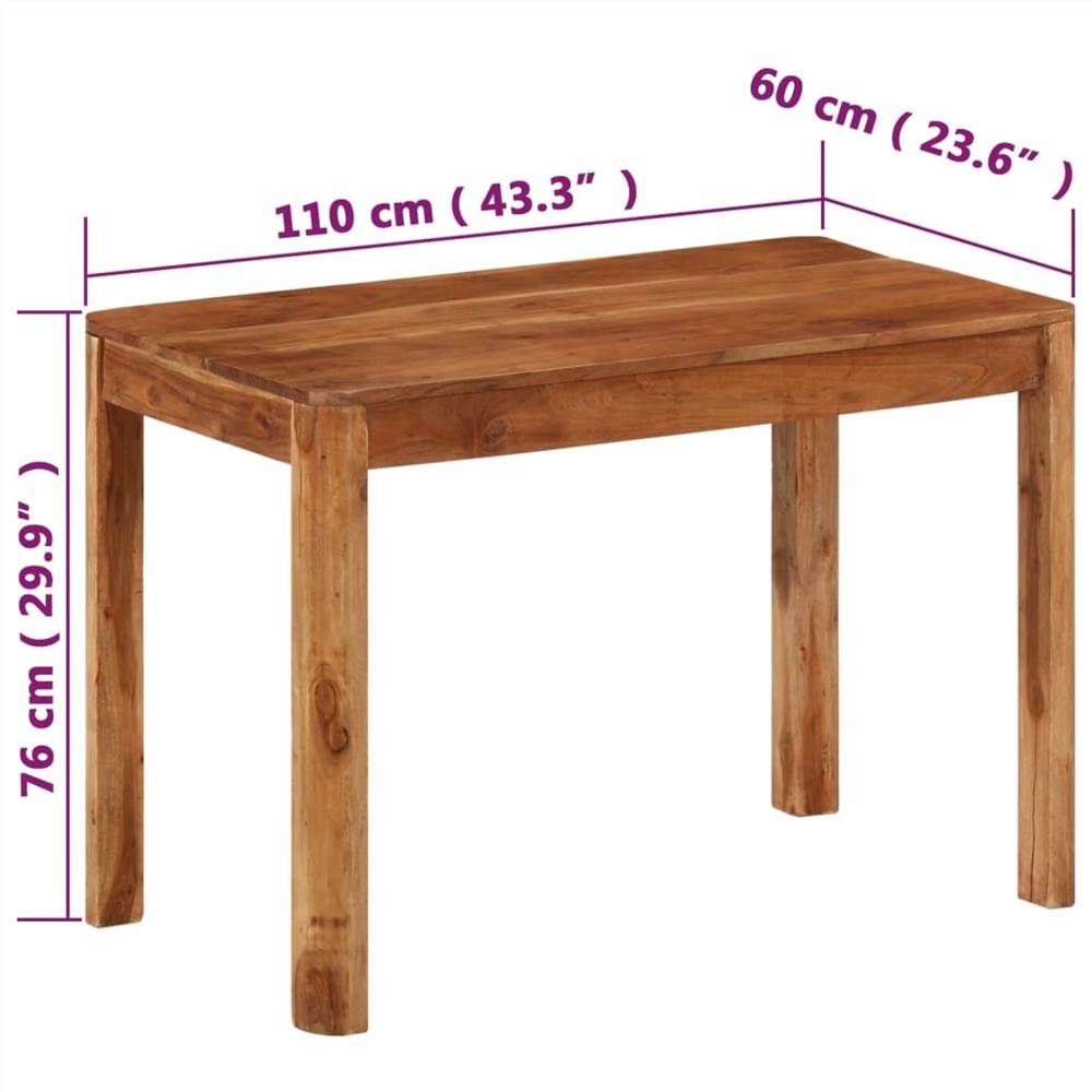 Dining Table Solid Wood Acacia with Sheesham Finish 110x60x76 cm