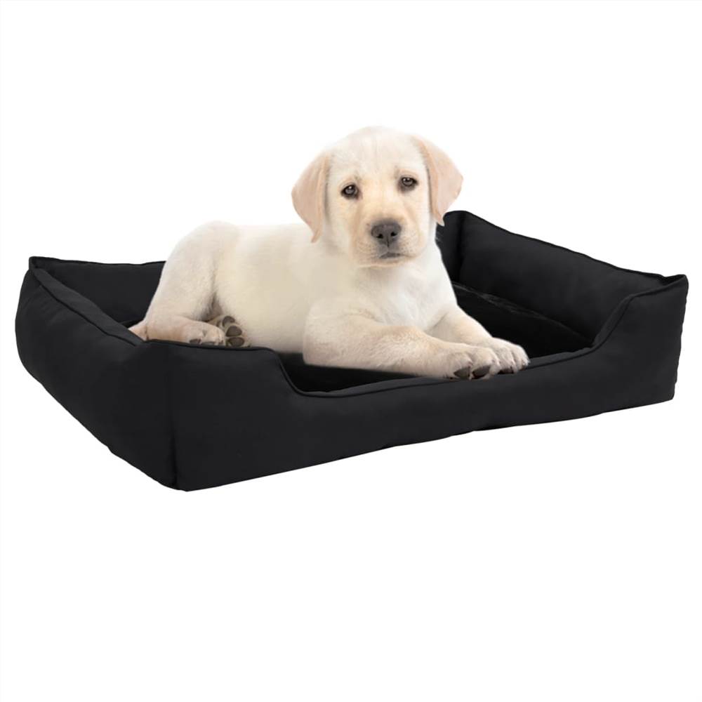 

Dog Bed Black 65x50x20 cm Linen Look Fleece