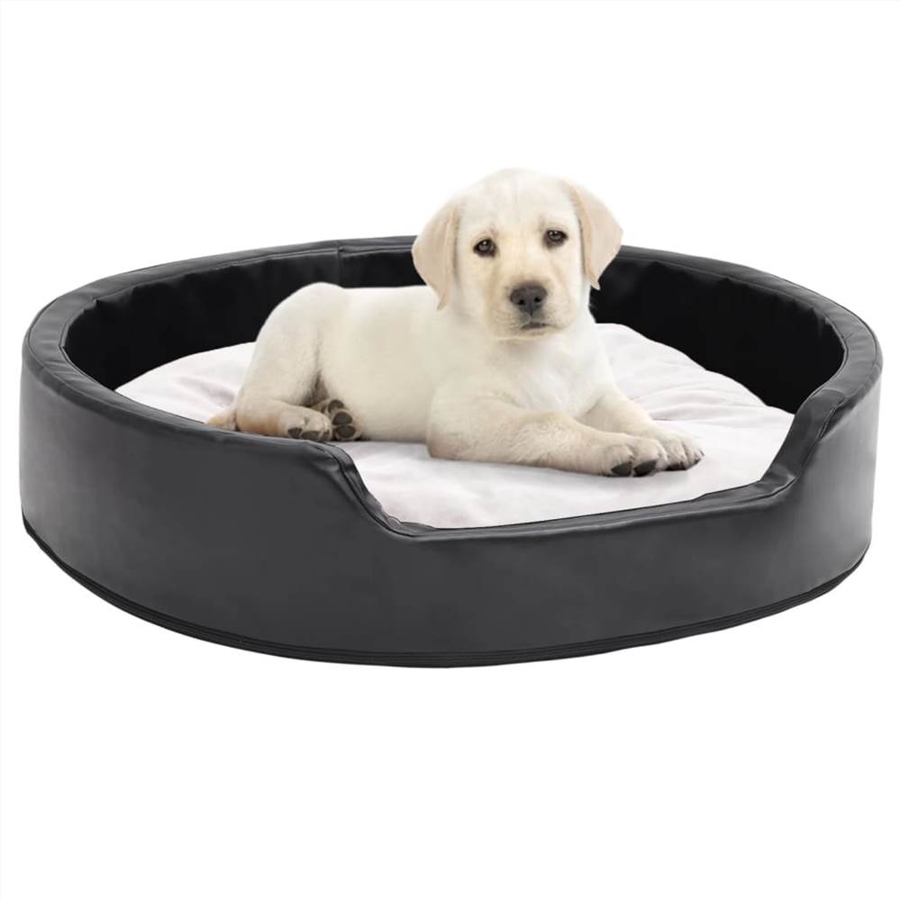 

Dog Bed Black and Beige 79x70x19 cm Plush and Faux Leather