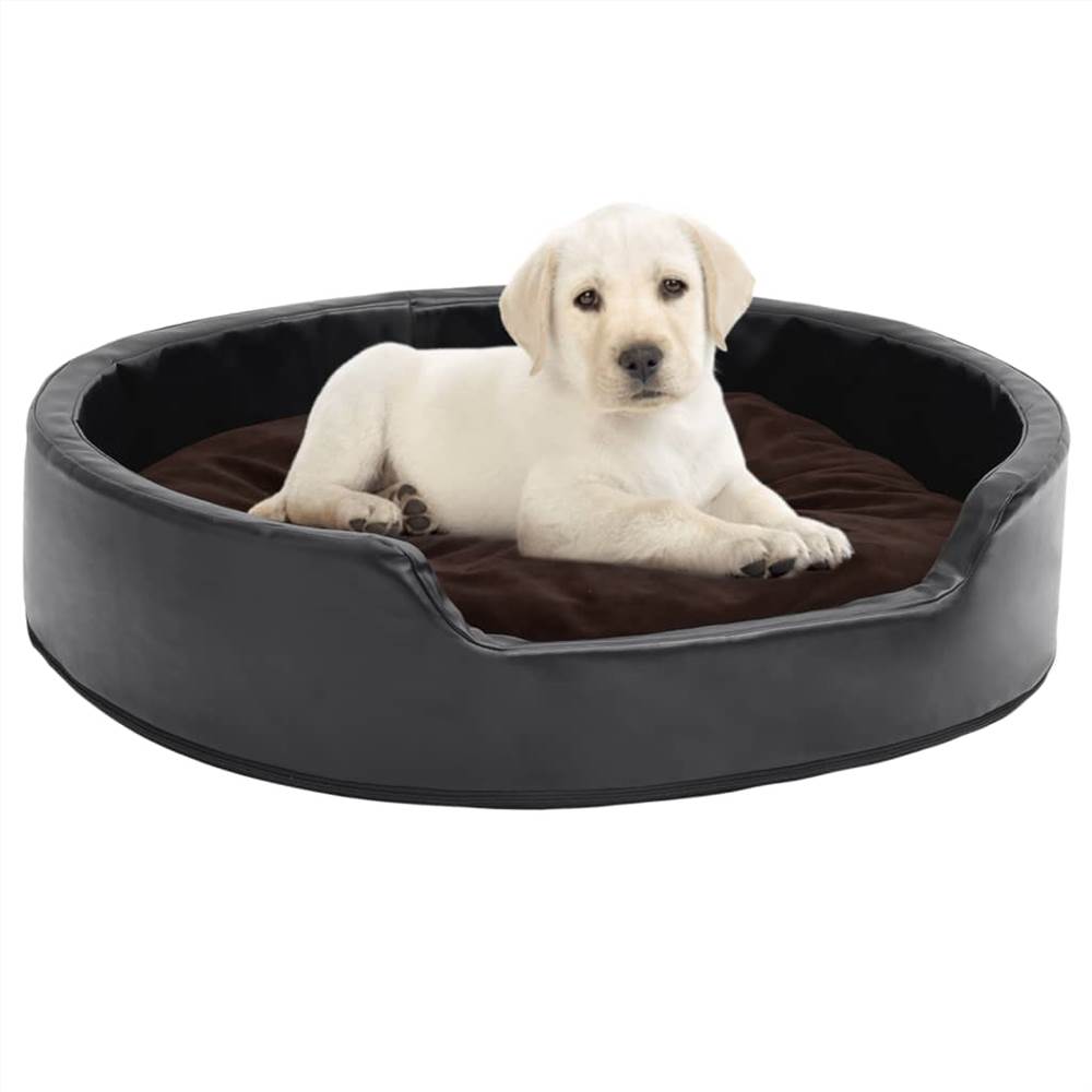 

Dog Bed Black and Brown 79x70x19 cm Plush and Faux Leather