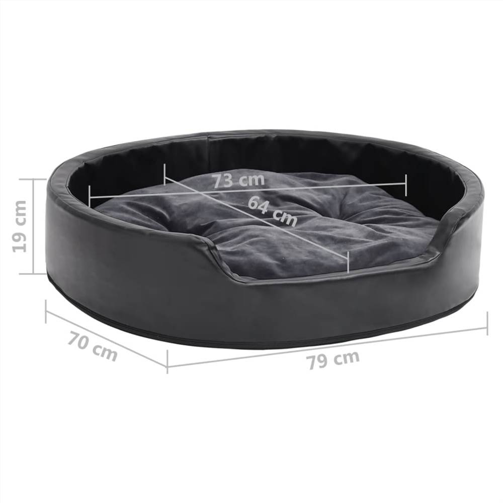 Dog Bed Black and Dark Grey 79x70x19 cm Plush and Faux Leather