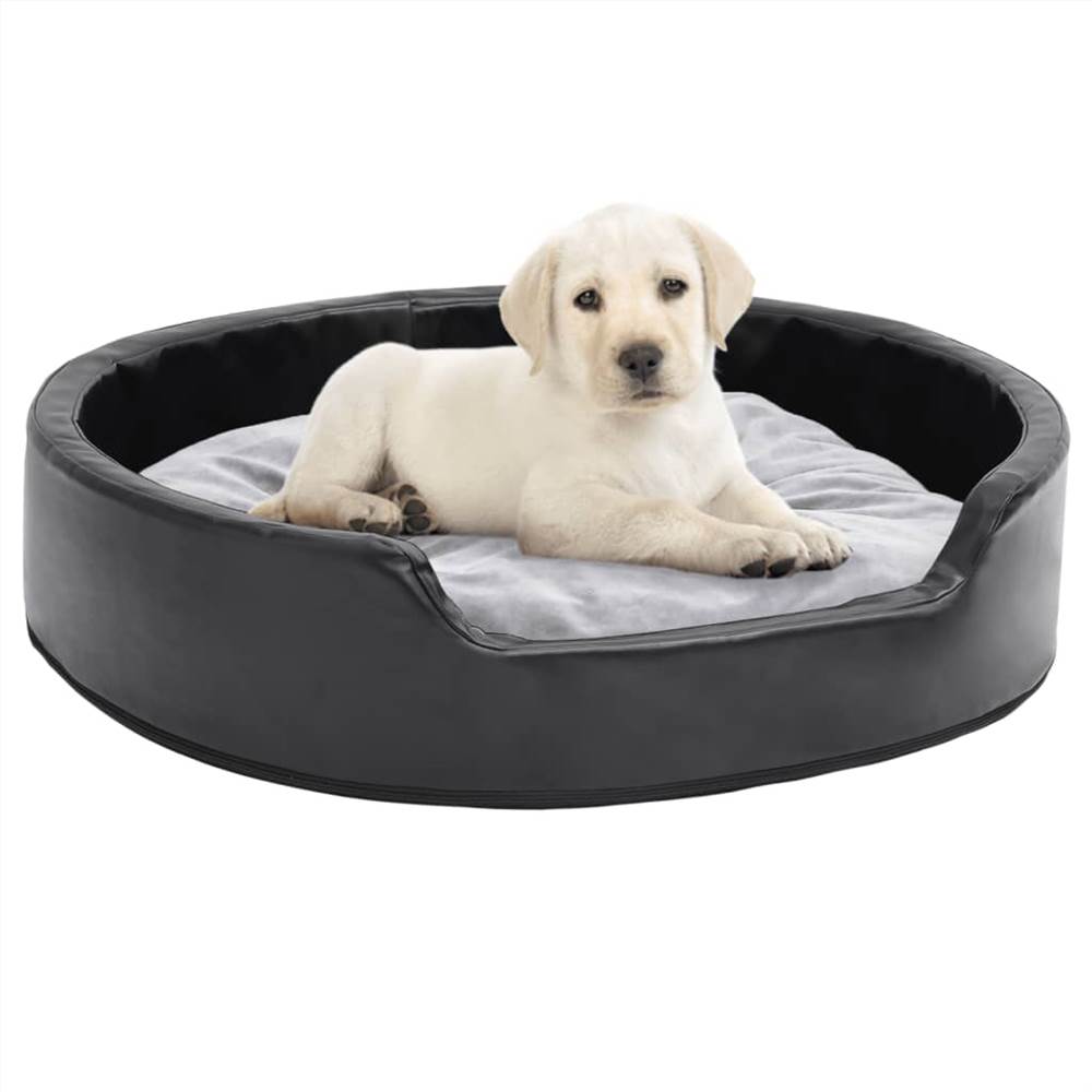

Dog Bed Black and Grey 79x70x19 cm Plush and Faux Leather