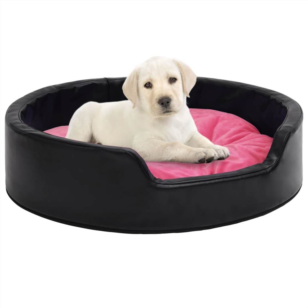 

Dog Bed Black and Pink 69x59x19 cm Plush and Faux Leather