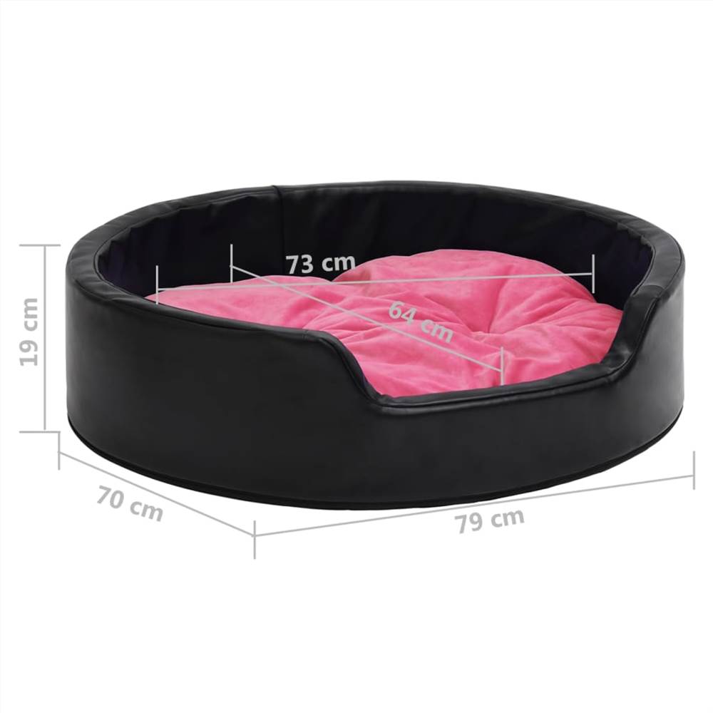 Dog Bed Black and Pink 79x70x19 cm Plush and Faux Leather