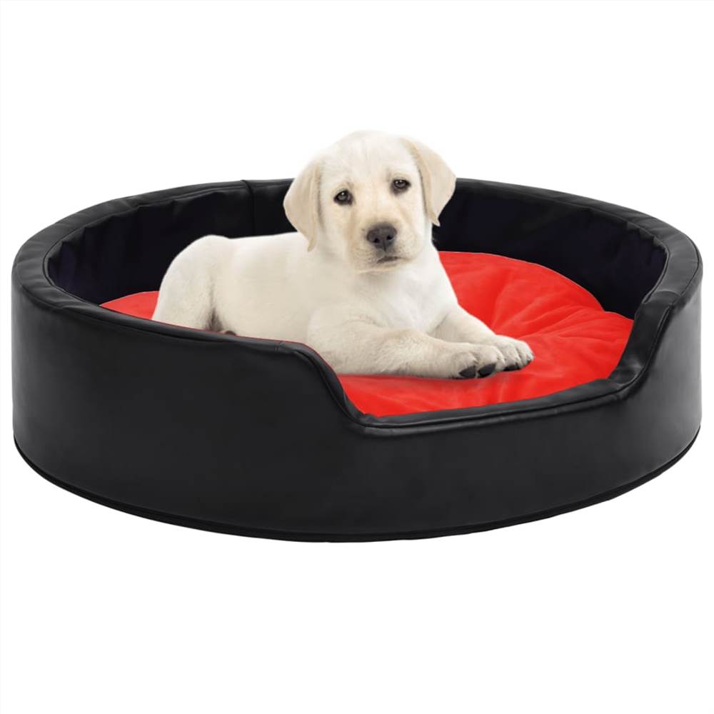 

Dog Bed Black and Red 69x59x19 cm Plush and Faux Leather