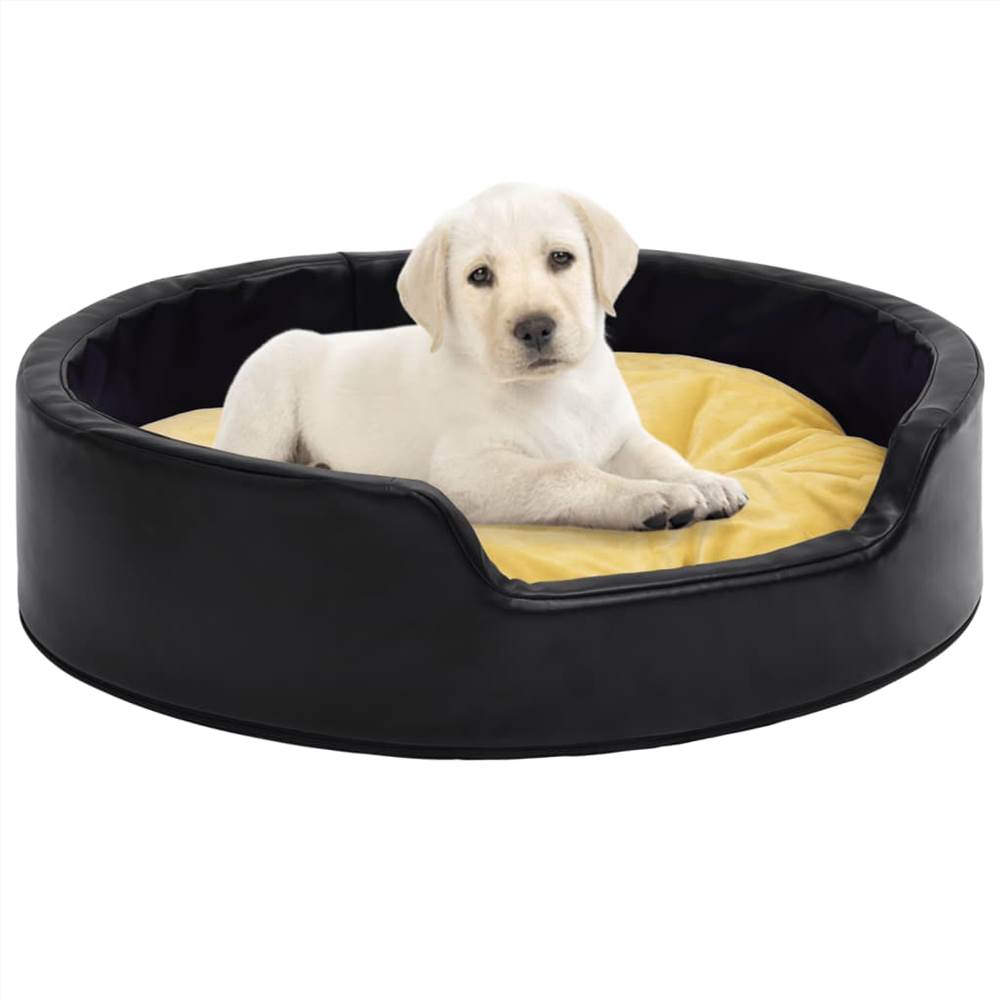 

Dog Bed Black and Yellow 69x59x19 cm Plush and Faux Leather