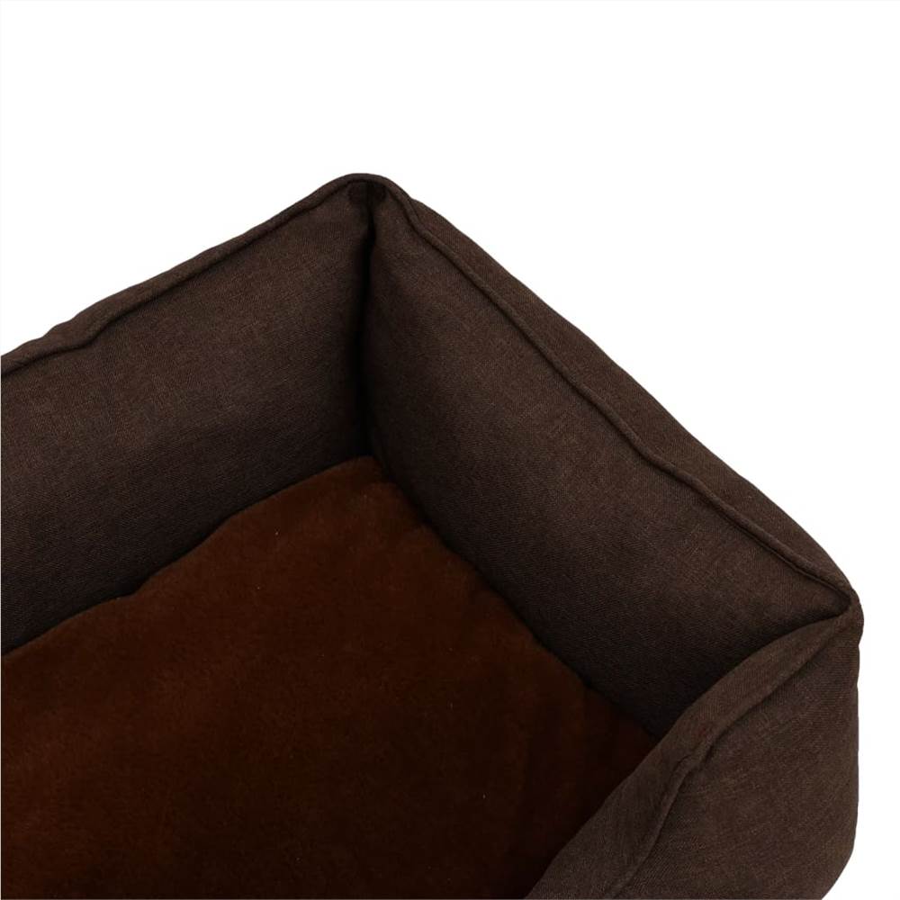 Dog Bed Brown 65x50x20 cm Linen Look Fleece