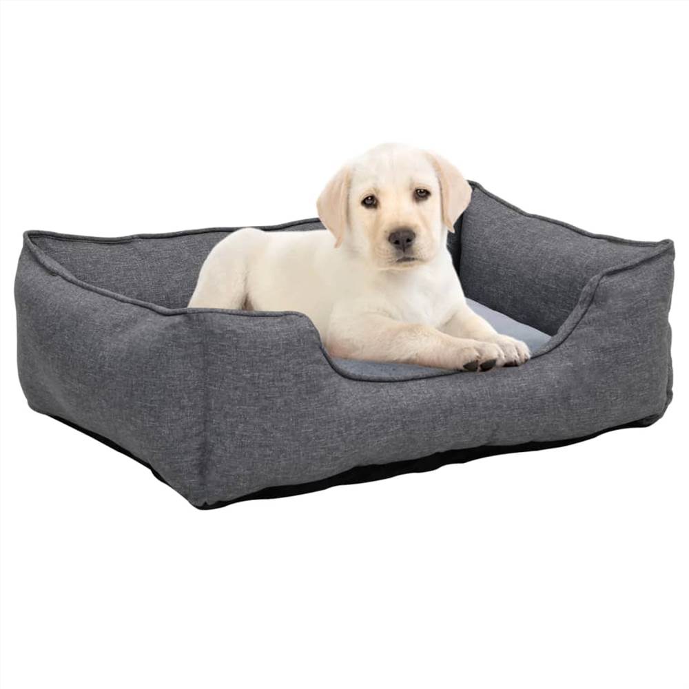 

Dog Bed Grey 65x50x20 cm Linen Look Fleece