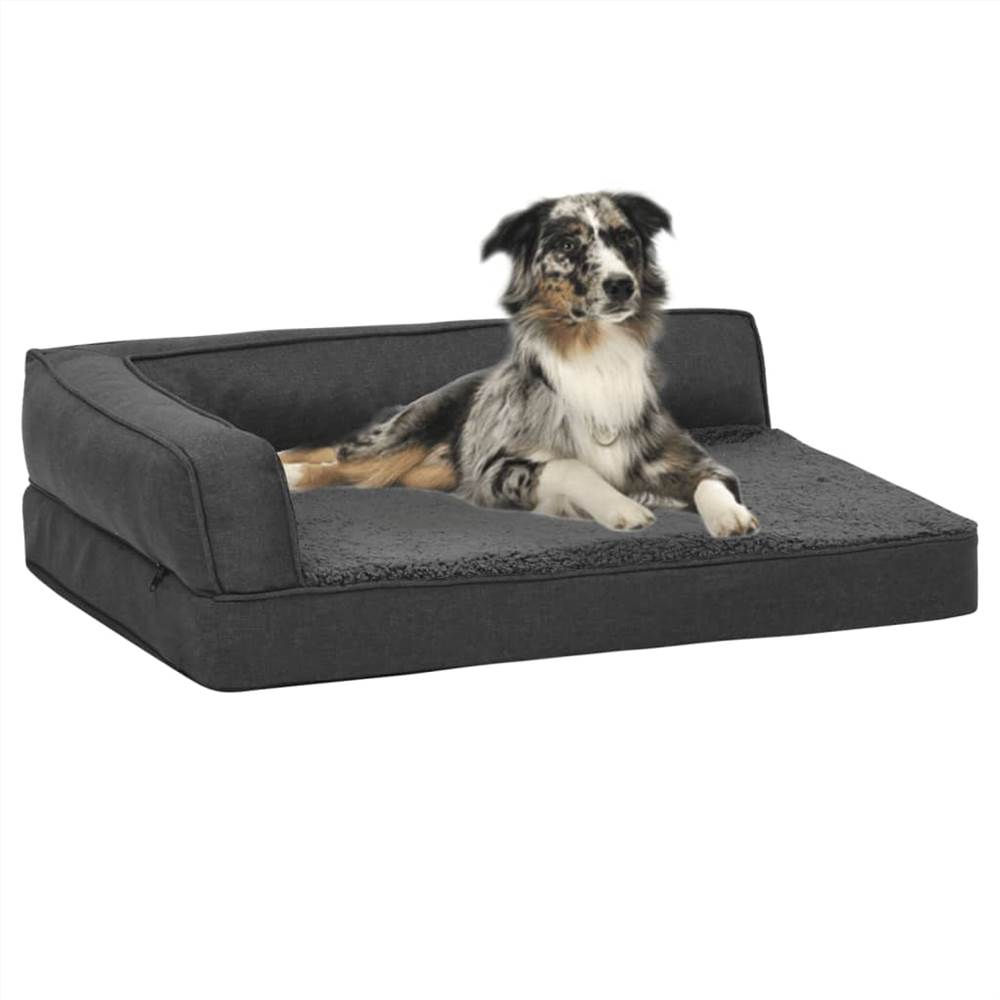 

Ergonomic Dog Bed Mattress 75x53 cm Linen Look Fleece Dark Grey