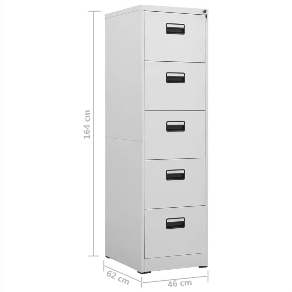 Filing Cabinet Light Grey 46x62x164 cm Steel