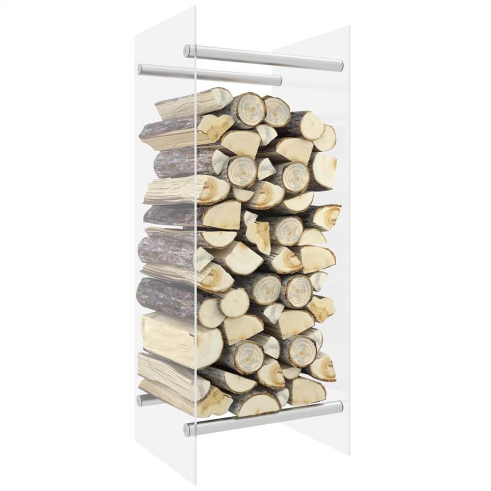 Firewood Rack Transparent 40x35x100 cm Tempered Glass