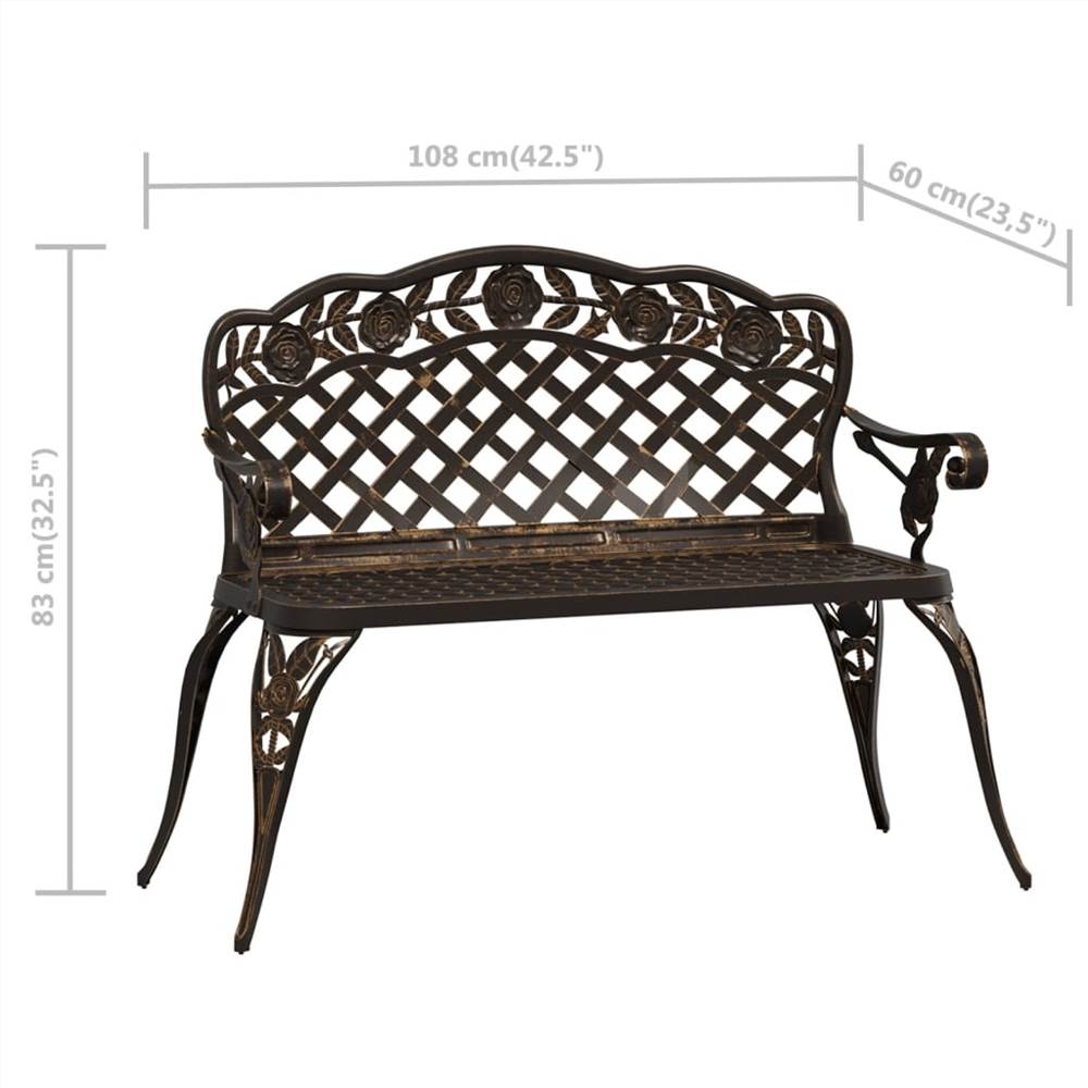 Garden Bench 108 cm Cast Aluminium Bronze