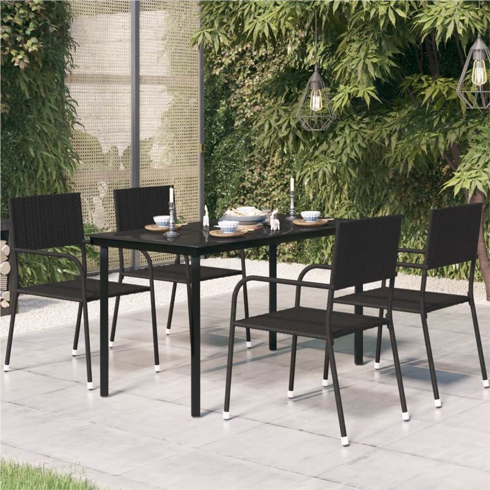 

Garden Dining Table Black 140x70x74 cm Steel and Glass