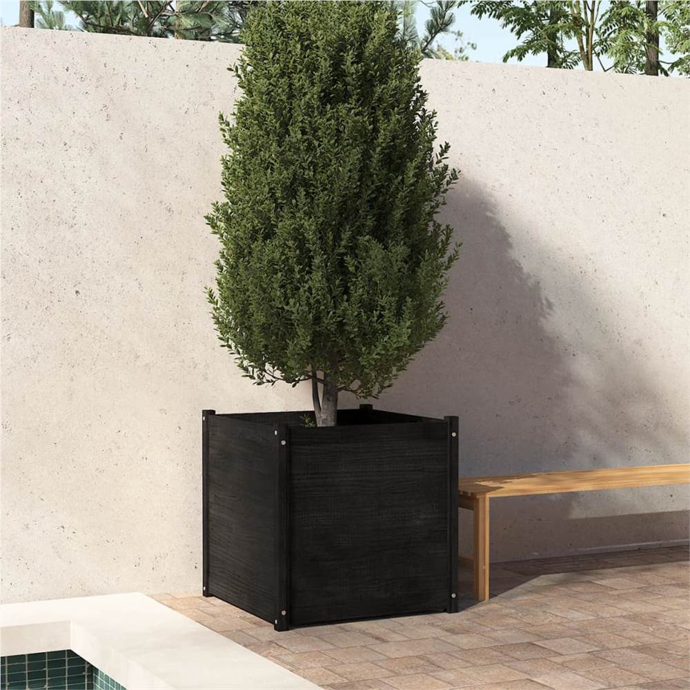 

Garden Planter Black 70x70x70 cm Solid Pinewood