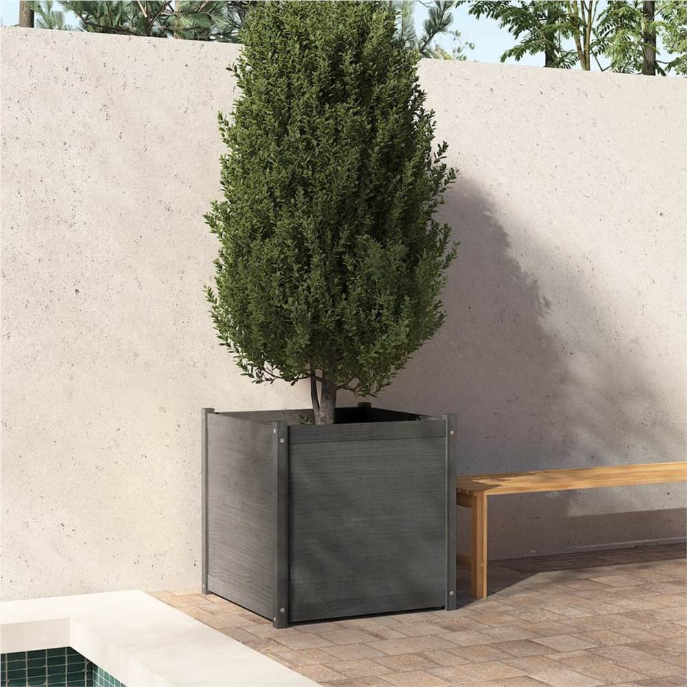 

Garden Planter Grey 70x70x70 cm Solid Pinewood