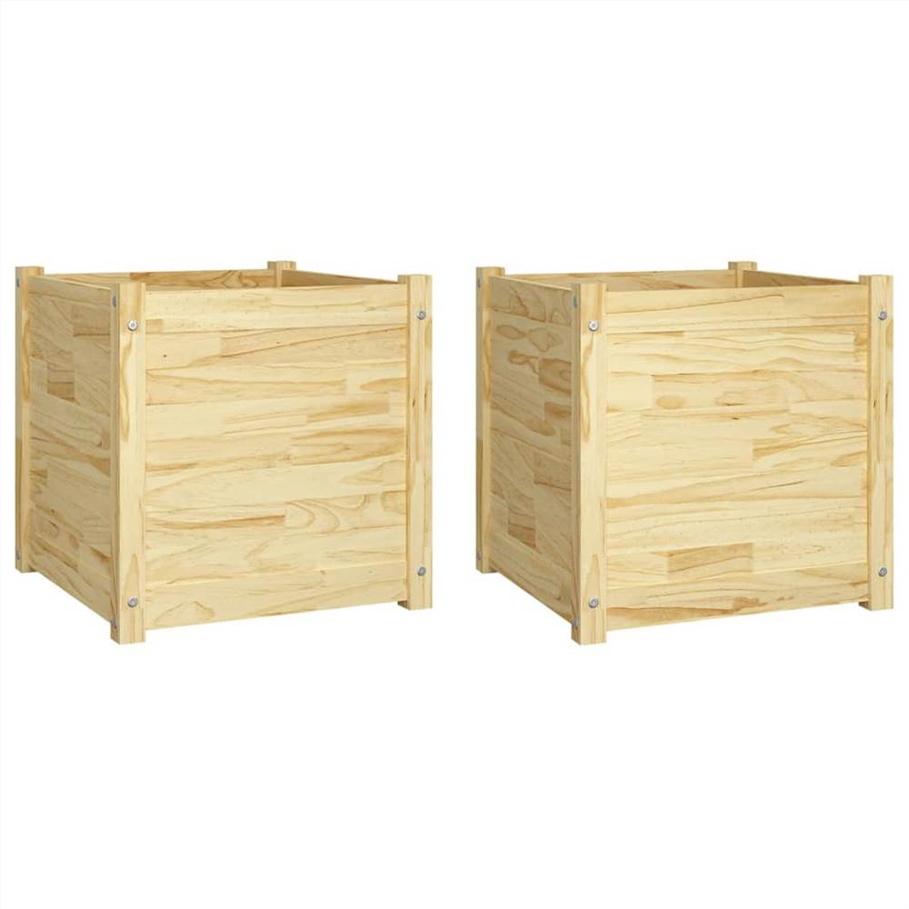 Garden Planters 2 pcs 50x50x50 cm Solid Pinewood