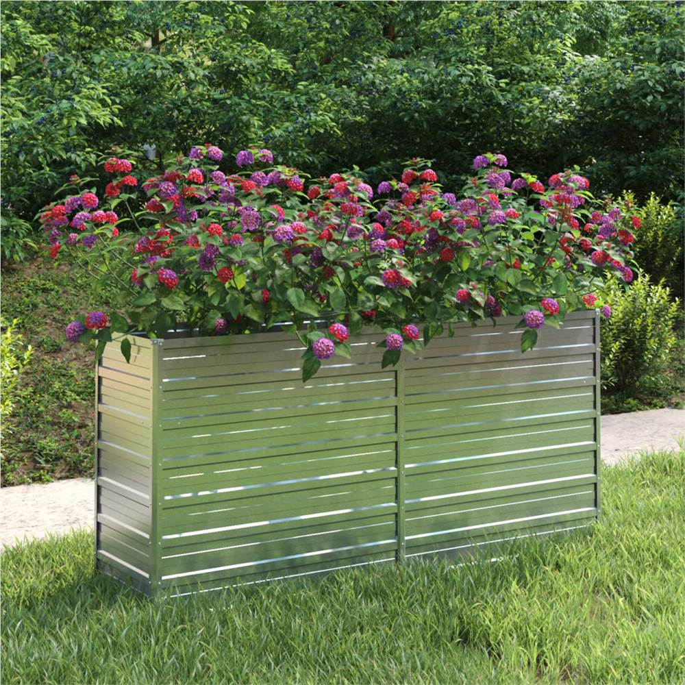 

Garden Raised Bed 160x40x77 cm Galvanized Steel Silver